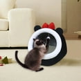 thumbnail image 1 of Semi-Enclosed Cat Cave Bed with Plush Balls for Comfortable Rest, Cute Washable Detachable Pet Kennel with Bow, 11.81x11.81x11.02 Inches, 1 of 6