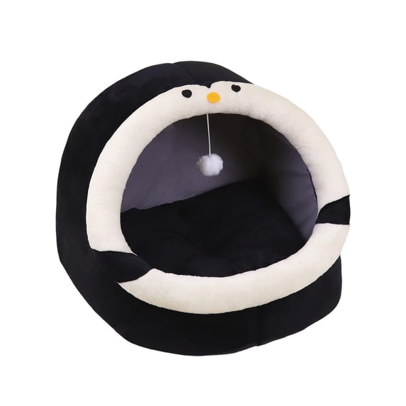 Semi Enclosed Cat Dog Cave Bed - Soft Comfortable Pet Bed with Plush Ball and Washable Detachable Mat, Indoor Covered Pet Bed for Kittens Puppies Small Pets Rest