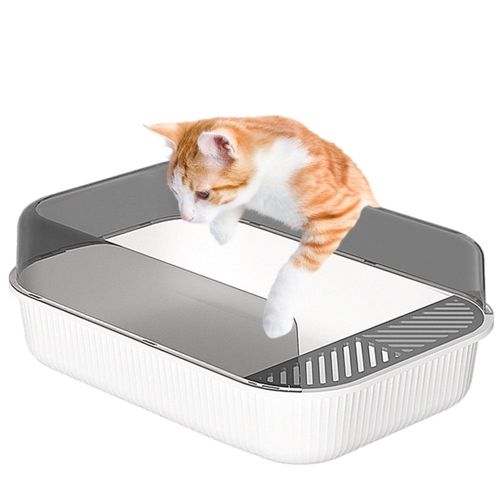 SemiEnclosed Cat Litter Box High Sides Detachable Large Cat Toilet for
