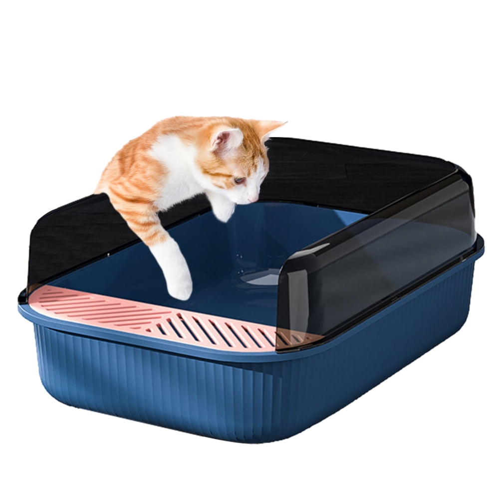 Semi Enclosed Cat Litter Box High Sides Detachable Large Cat Toilet For Kittens To Senior Cats