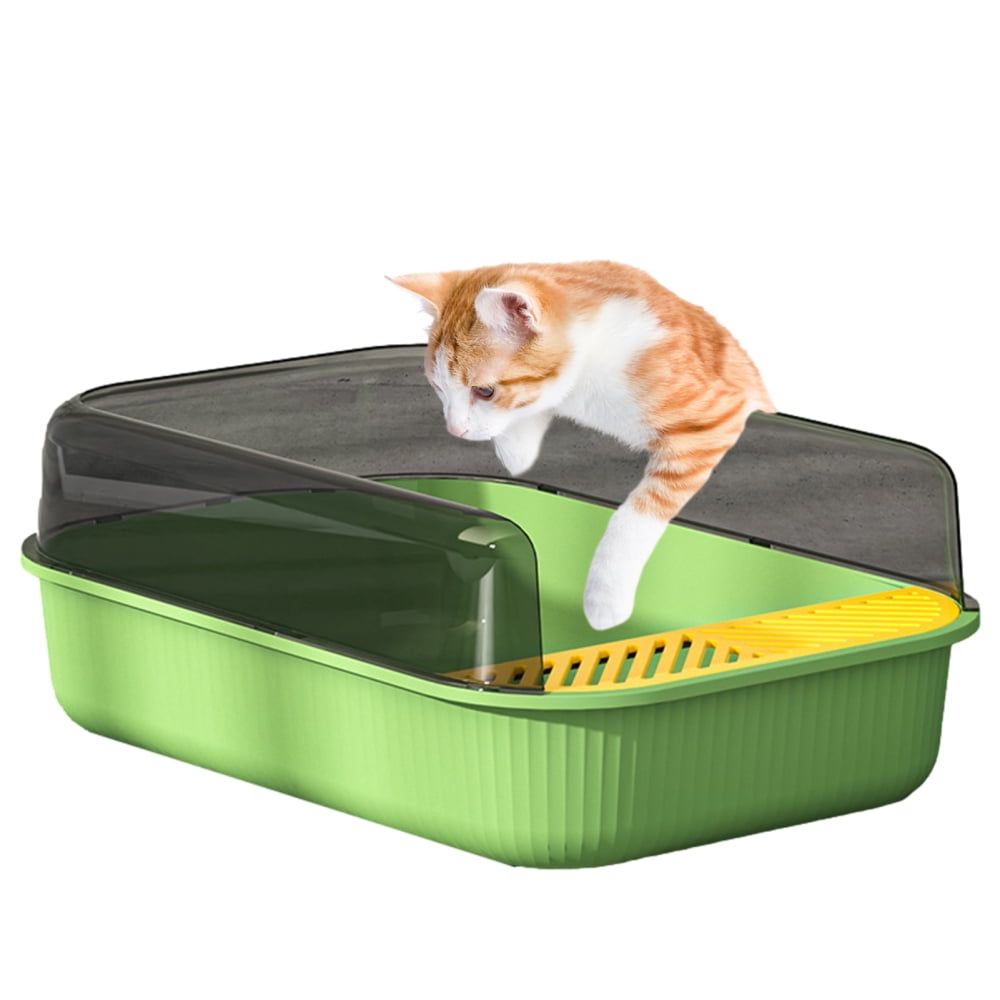 Semi Enclosed Cat Litter Box High Sides Detachable Large Cat Toilet For Kittens To Senior Cats