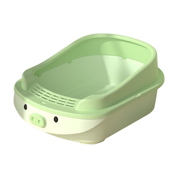Semi-Enclosed Cat Litter Box with High Sides and Top Entry Lid, Covered Plastic Kitty Toilet with Scoop and Filter, Scatter-Reducing Pan for Indoor Cats, Kittens and Easy Daily Cleaning, White