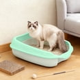 thumbnail image 1 of Semi Enclosed Cat Litter Box, Indoor Litter Pan With Scoop, Plastic Cat Litter Box For Cats,Green - 42X29X14Cm, 1 of 4