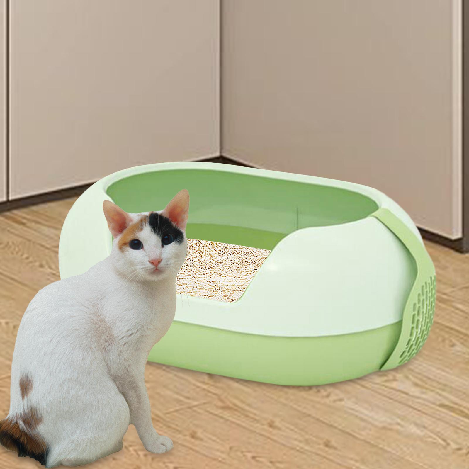 Semi Enclosed Cat Litter Box Large Cat Toilet 60x41x24cm Removable for