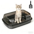 thumbnail image 1 of Semi-Enclosed Cat Litter Box with Lid, Medium Size Litter Pan for Small & Medium Cats, High Sides Anti-Urine Leakage, Odor Control, Easy Cleaning, Include Scoop,Dark Gray, 1 of 7