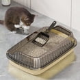 thumbnail image 1 of Semi-Enclosed Cat Litter Box with High Sides, Splash Proof Litter Box for Large Cats, Includes Litter Scoop and Anti-Track Mat for Home Use, 1 of 6