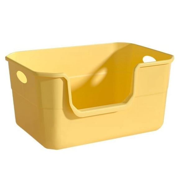 Semi Enclosed Cat Litter Box with Low Entry, Litter Pan with High Sides for Indoor Pet Potty, Easy to Clean