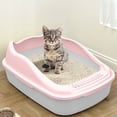 thumbnail image 1 of Semi-Enclosed Cat Litter Box with Scoop, 15x12x6 Inch – Odor Control, High Sides, Non-Stick, for Large Cats – Light Blue, Pink, Beige, Green, 1 of 6