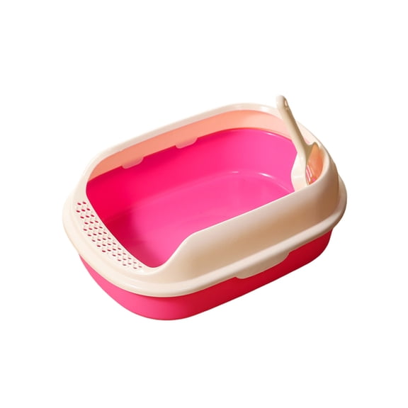 Semi Enclosed Cat Litter Box with Top Entry Lid and Deep Base, Odor Control Kitty Waste Pan for Bathroom Laundry