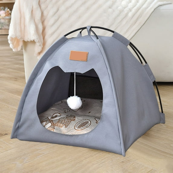 Semi-Enclosed Cat Tent, Cat Houses for Indoor Cats, Quick Assembly and Disassembly, Portable Pet Tent, for Cats, Small Dogs and Other Small Animals |Gray