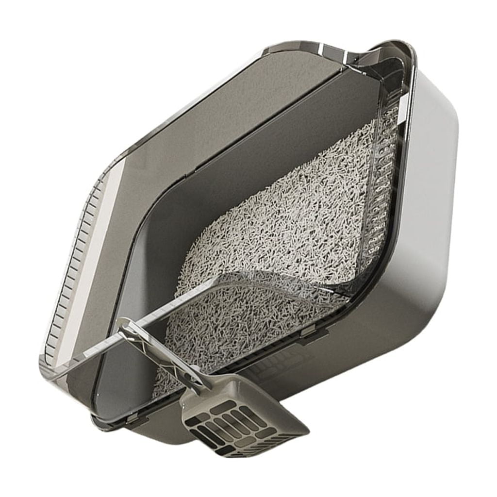 Semi Enclosed Cats Litter Box High Wall AntiSplash Design Thickened Odor Control Easy to Clean Cats Toilet for Home Use