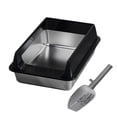 thumbnail image 1 of Semi Enclosed Cats Litter Box With Airflows Design Stainless Steel Scratchproof Low Entry Litter Container For Large, 1 of 17