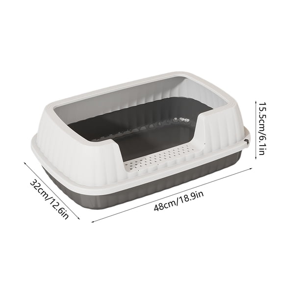 Semi Enclosed High Side Cat Litter Box with Splash-Proof Design & Included Scoop – Spacious, Leakproof, Easy to Clean, Suitable for All Cat Litter Types