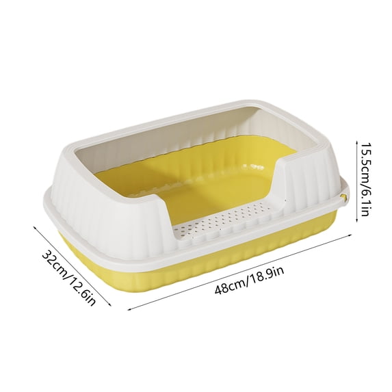Semi Enclosed High Side Cat Litter Box with Splash-Proof Design & Included Scoop – Spacious, Leakproof, Easy to Clean, Suitable for All Cat Litter Types