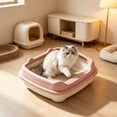 thumbnail image 1 of Semi Enclosed High Sided Plastic Cat Litter Box Non-Stick Anti-Spill Kitty Toilet with Scatter Control Step for Indoor Multi-Cat Use,Pink, 1 of 6