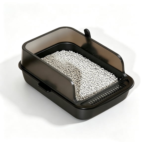 Semi-Enclosed High-Walled Cat Litter Box with Scoop (Anti-Scatter Design)