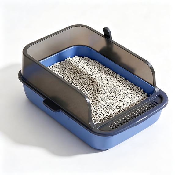 Semi-Enclosed High-Walled Cat Litter Box with Scoop (Anti-Scatter Design)