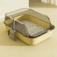 thumbnail image 1 of Semi-Enclosed Large Cat Litter Box, High Sides Odor Cat Litter Pan with Cat Scooper, Top Entry Cat Litter Box, Detachable Easy Clean, Cat Necessities 14.76x11.22x5.91 Inch (Yellow), 1 of 6