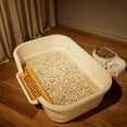 thumbnail image 1 of Semi-Enclosed Litter Box for Cats, Large Cat Litter Box with Odor Control and Anti Splash Design, High Sided Open Breathable Pet Toilet(White), 1 of 6