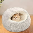 thumbnail image 1 of Semi-Enclosed Pet Bed - Lapcatz Nest Bed, 2025 Soft Cat Nest Bed, Thickened and Warm Cozynook Plush Fluffy Pet Round Bed, Anti-Slip & Washable Fluffy Cat Bed for Small and Medium Dogs Cats, 1 of 5