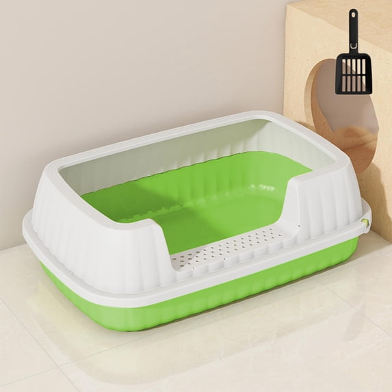Semi-Enclosed Splash-Proof Tall Cat Litter Box, Spacious Interior Space for Kittens & Adult Cats, Equipped with Matching Cat Litter Scoop, Anti-Splash Cat Toilet Pan, Household Pet Waste Box