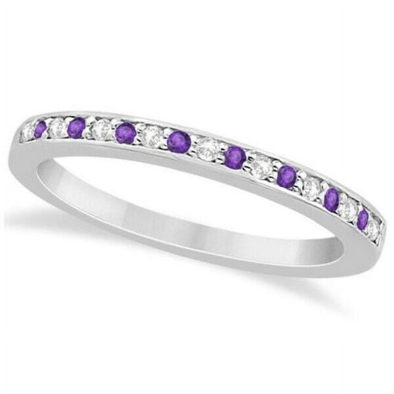 Semi-Eternity Amethyst CZ Diamond Wedding Ring Band 925 Sterling Silver Gemstone Jewelry For Women Gift