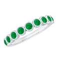 thumbnail image 1 of Rosec Jewels Natural Emerald Half Eternity Ring for Women - Bezel Set Emerald Stackable Ring - AAA Quality - Ready to Gift, 10K White Gold, US 6.00, 1 of 9