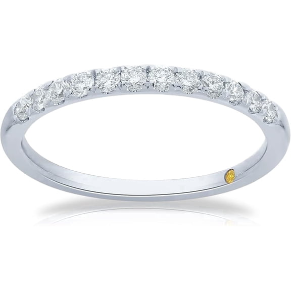 La Joya Pave Set Wedding Rings with Diamonds | 10K White Gold 1/3 CTTW Lab Made Diamond Wedding Band | Size 5
