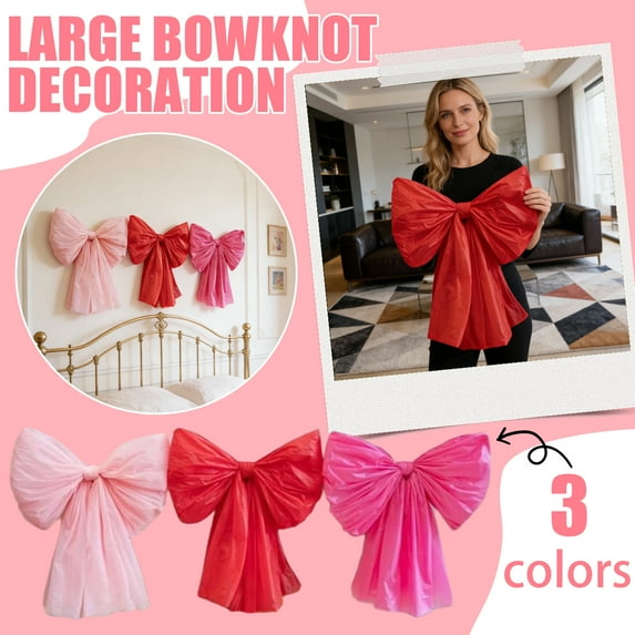 Semi-Finished Giant Red Bow Wall Decor - Unfinished Diy Craft Wall Hanging Decoration For Home Office - For Living Room Bedroom Nursery Interior Styling