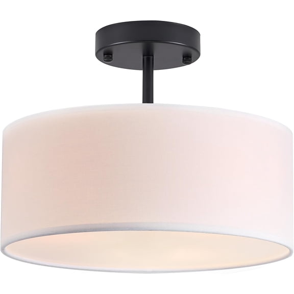 Semi Flush Mount Ceiling Light,13 inch Modern 3-Light Ceiling Light Fixture,Black Semi Flush Mount Light Fixture,Flush Mount Lighting for Bedroom,Dinning Room and Hallway