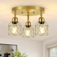 thumbnail image 1 of Semi Flush Mount Ceiling Light 3-Light Kitchen Light Fixtures Ceiling Light Fixture Multi-Directional Gold Ceiling Lights for Dining Room Hallway Foyer Bedroom Entryway, 1 of 6