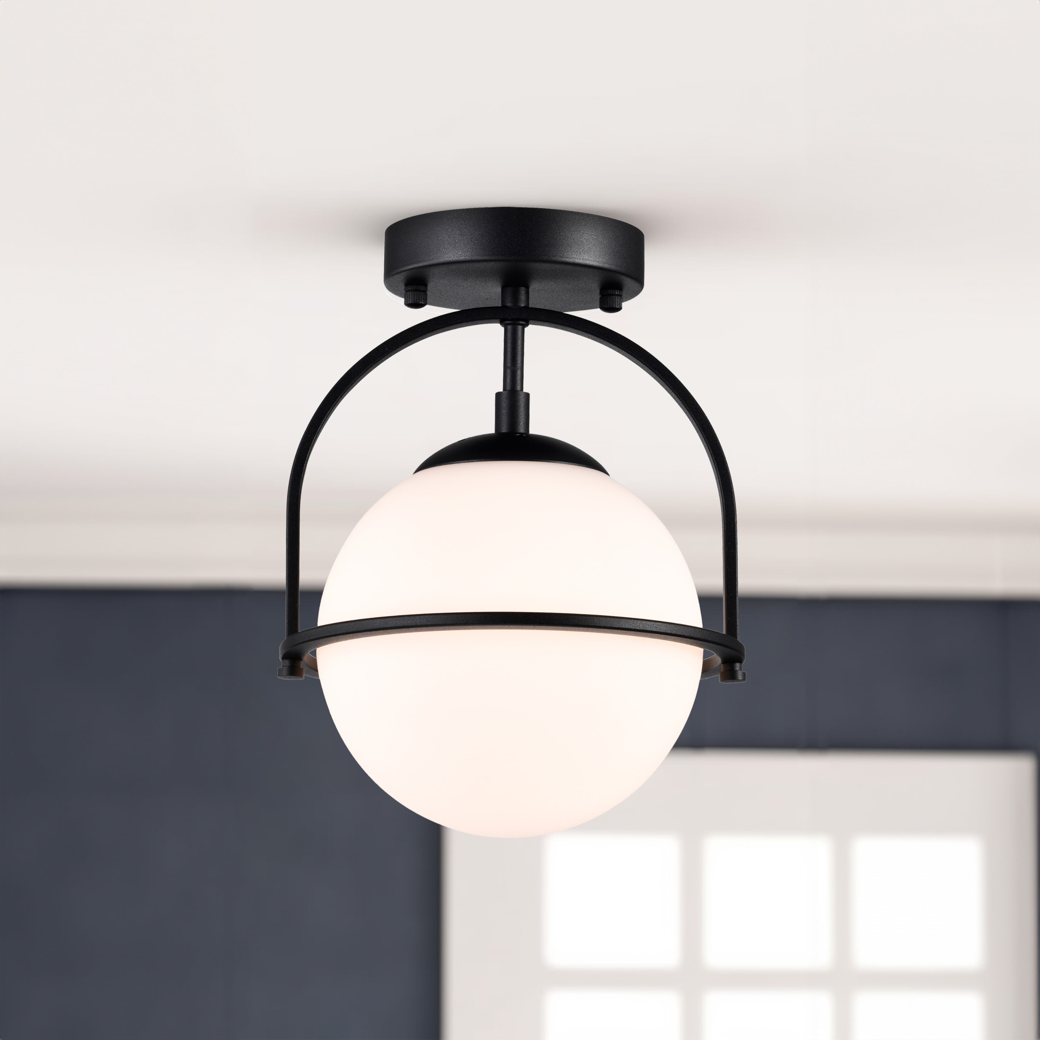 Black semi flush mount light discount