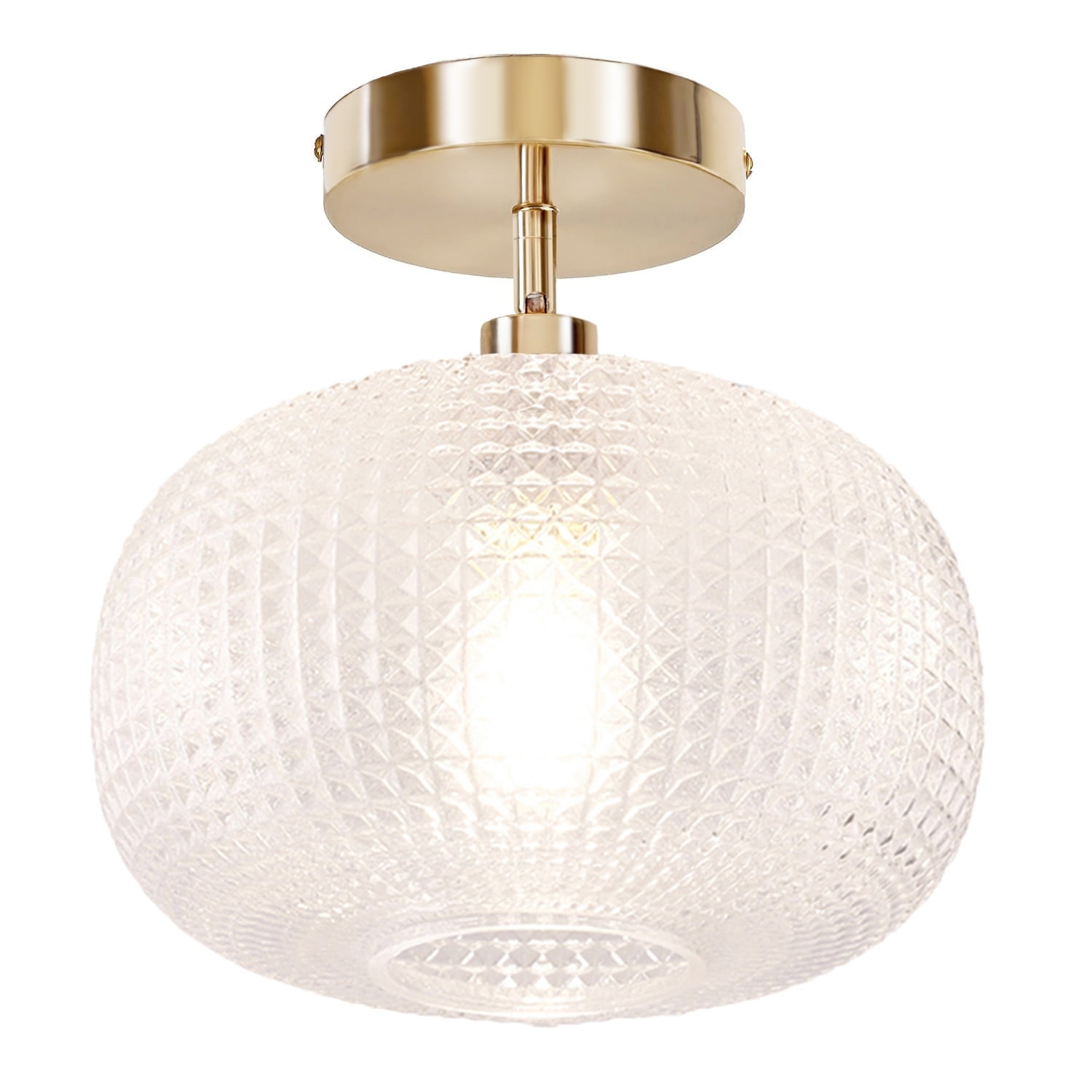 Semi Flush Mount Ceiling Light,Globe Glass Ceiling Light,Gold Light Fixture,Vintage Ceiling Light for Hallway Bedroom Kitchen Entryway Living Room