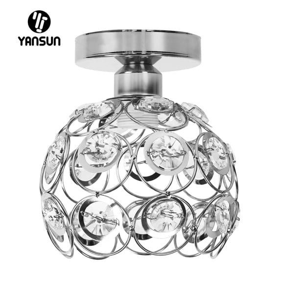 YANSUN 7.09" 1-Light Modern Black Semi-Flush Mount Cage Ceiling Light, Industrial Style Ceiling Lamps Fixture for Hallway, Porch, Kitchen