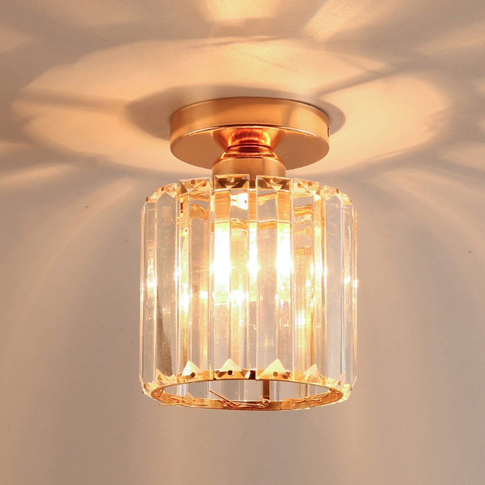 Semi Flush Mount Ceiling Light, Small Crystal Chandelier Hallway Modern LED Ceiling Light Fixtures