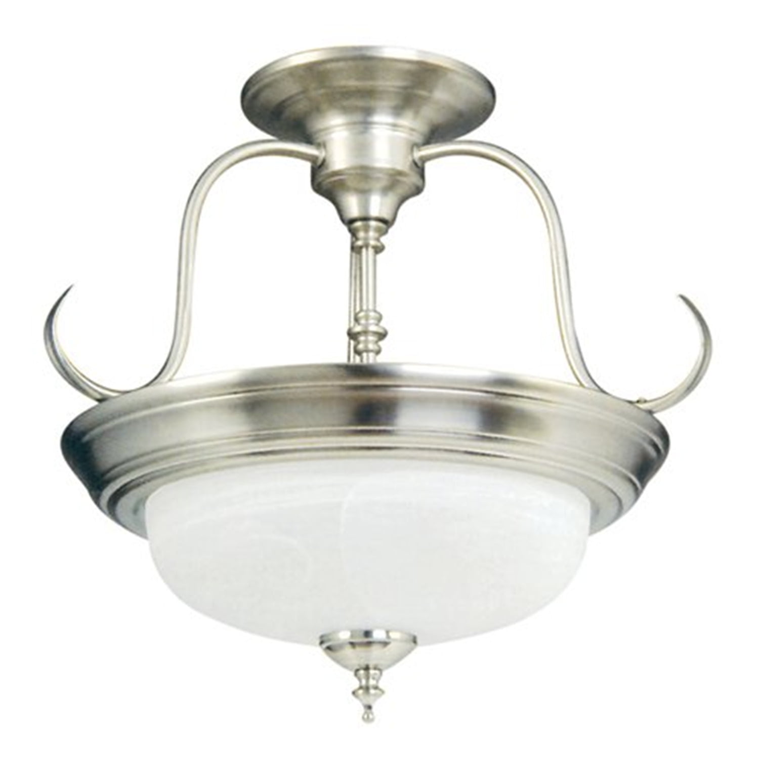 Satin Nickel 17" Indoor/Outdoor Semi-Flush Bowl Light