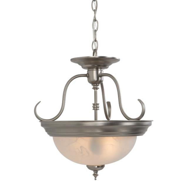Satin Nickel 17" Indoor/Outdoor Semi-Flush Bowl Light