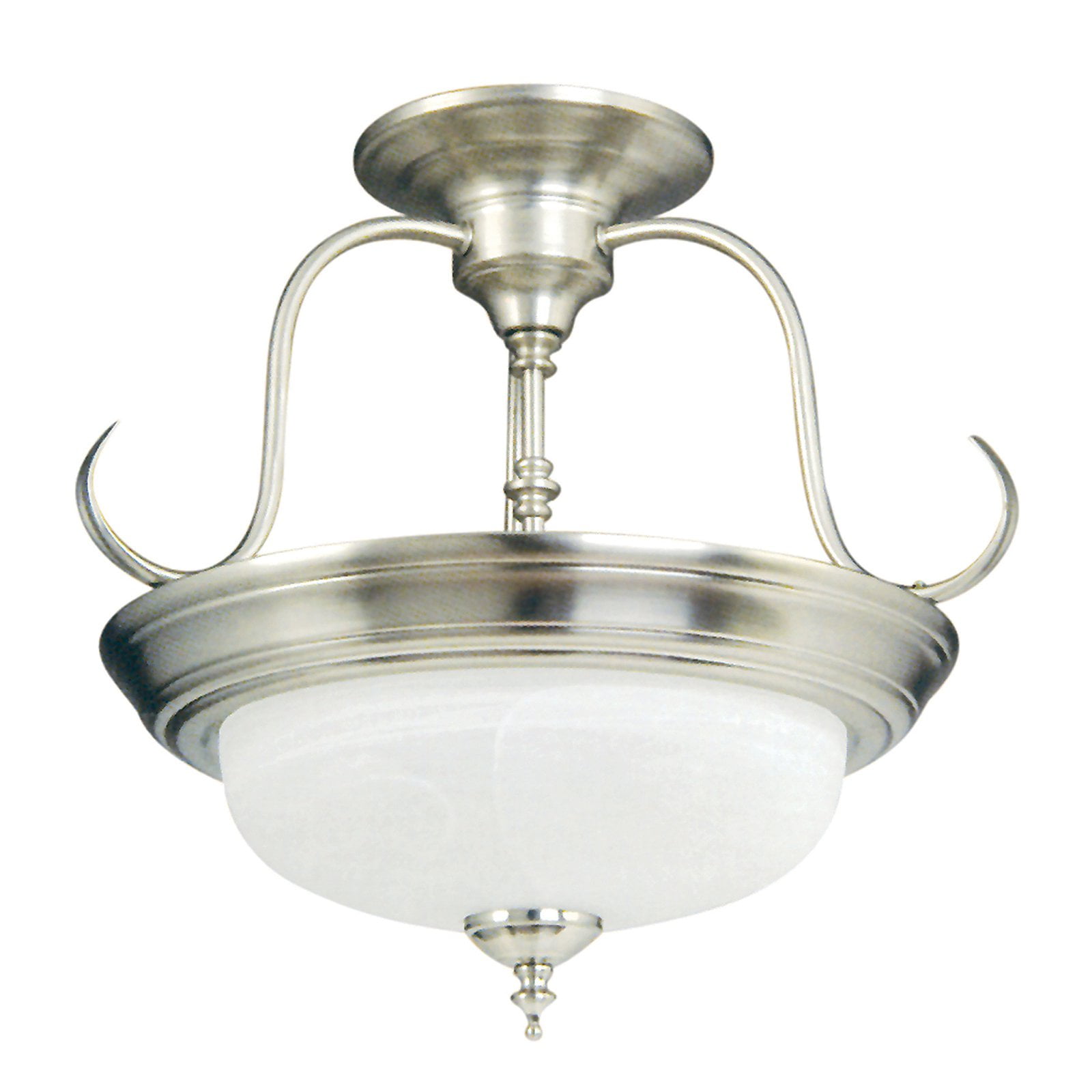 Satin Nickel 17" Indoor/Outdoor Semi-Flush Bowl Light
