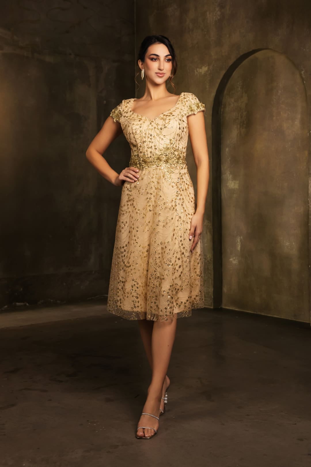 Women's May Queen Mother Of The Bride V-Neck A-Line Sequin Dress MQ2162 Gold  M - Walmart.com