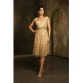 thumbnail image 1 of Women's May Queen Mother Of The Bride V-Neck A-Line Sequin Dress MQ2162 Gold L, 1 of 7