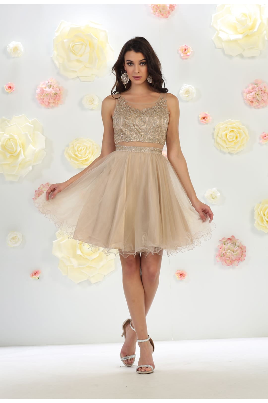 semi formal short cocktail dresses Babydoll Short Embroidered Fancy Prom Dress