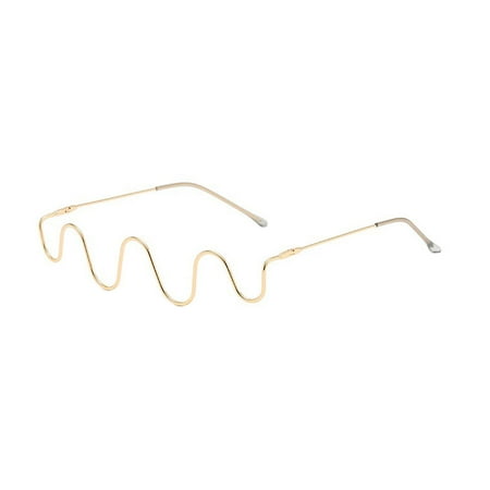 Semi Glasses Frame Half No Lens Shape Woman Reading Metal Eyeglasses Gold
