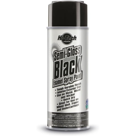 Semi Gloss Black Enamel Spray Paint 6 Pack – Quick Dry Automotive Paint for Metal, Wood & Wheel Wells – Durable Interior/Exterior Finish