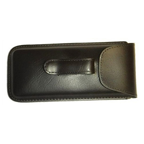 Semi Hard Pocket Clip Eyeglass Case Regular Size (Brown)