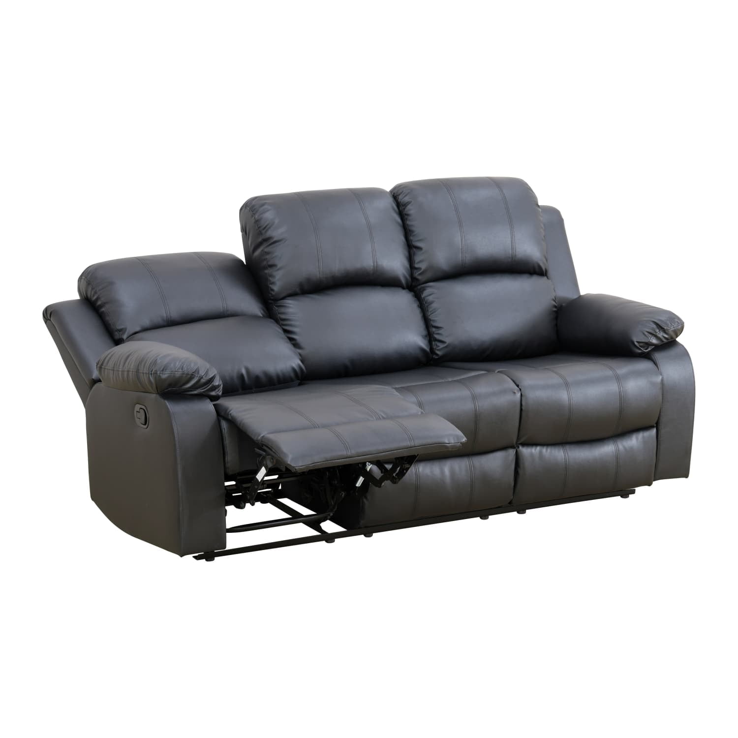 Semi PU and PVC 3-Seat Sofa - Modern Sofa with Intelligent Functions, Solid Wood Frame, and High-Quality Sponge for Living Room