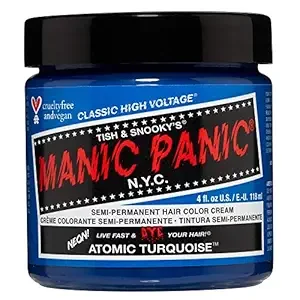 MANIC PANIC Classic Atomic Turquoise Semi Permanent Hair Color - Neon Aqua Blue Hair Dye for Women & Men That Lasts 4-6 Weeks - Vegan, Ammonia & Cruelty-Free - Create & Mix Custom Shades (4oz)
