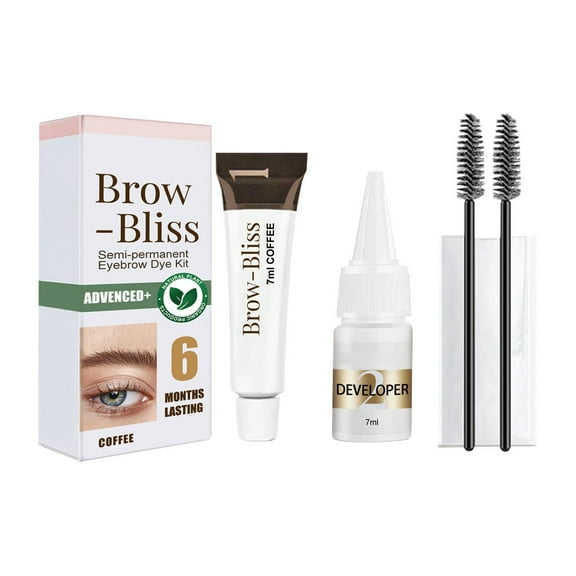Semi-Permanent Eyebrow Tinting Kit 0.24 oz + 0.24 oz, Long-Lasting Plant-Based Natural Color for Brows