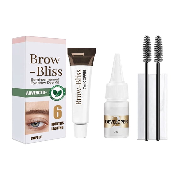 Semi-Permanent Eyebrow Tinting Kit 7ml+7ml – Long-Lasting Eyebrow Dye Cream, Plant-Based Formula for Fuller & Natural-Looking Brows