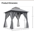thumbnail image 1 of 8'x8' Hardtop Patio Gazebo, Double Roof with Mosquito Netting & Privacy Screens, Smoke Grey for Backyard, Smoke Grey, 1 of 8