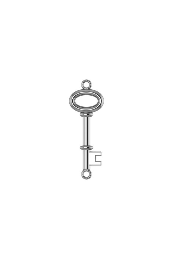 Semi-Polished 10k Yellow Gold Tiny Key Dangle Link Finished Finding Component Fine Jewelry For Women Gifts For Her (Mounting Only, Not All Stones Included, 18.5x6.5mm)